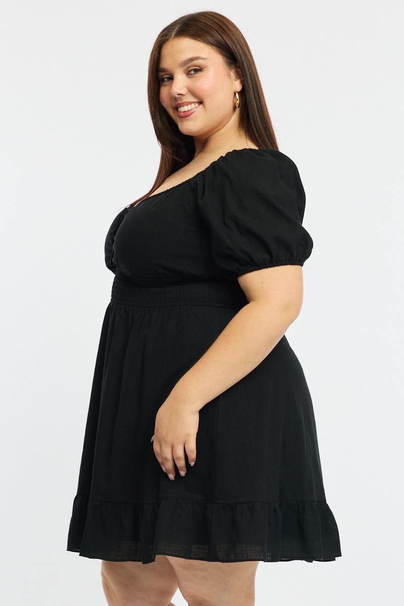 Black Skater Dress Short Sleeve Cut Out for YouandAll Fashion