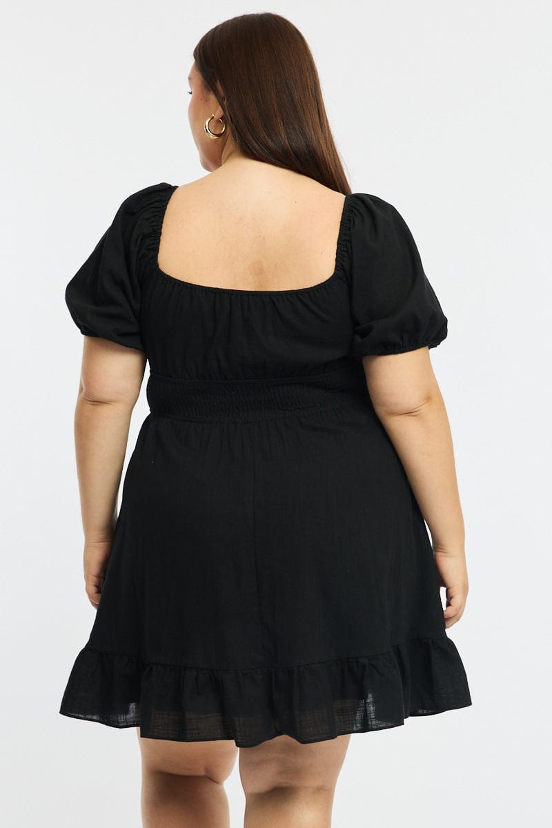 Black Skater Dress Short Sleeve Cut Out for YouandAll Fashion