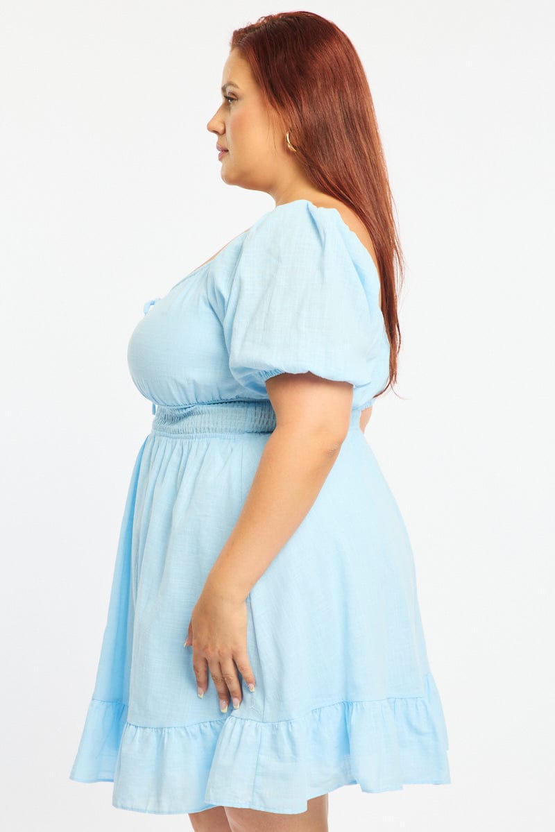 white christmas dresses White Eyelet Dress - Cutout Ruffle Skater Dress main image 0