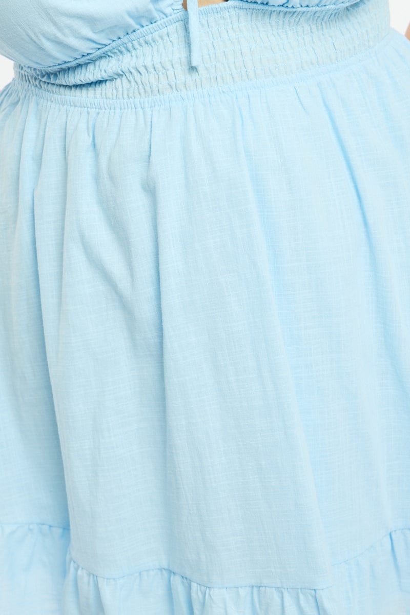 Blue Skater Dress Short Sleeve Cut Out for YouandAll Fashion