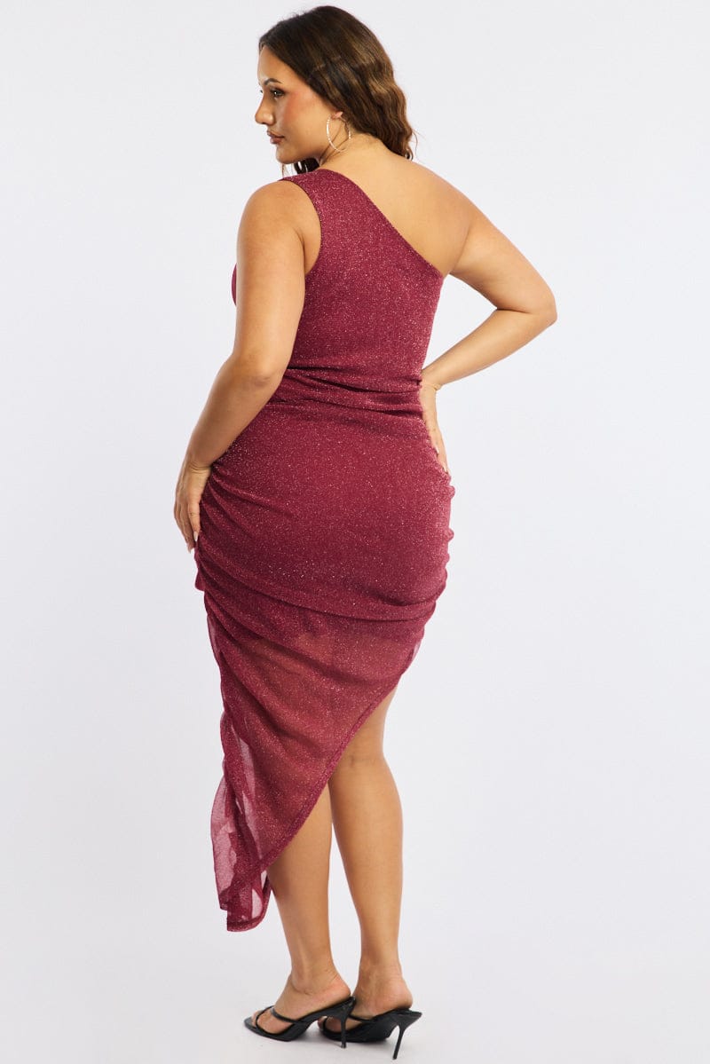 Red Bodycon Dress One Shoulder Asymmetric Hem | You & All Red Bodycon Dress One Shoulder Asymmetric Hem | You & All