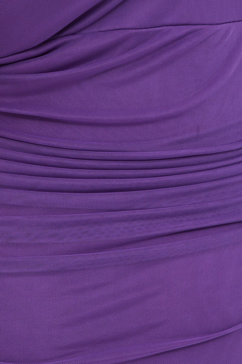 Purple Bodycon Dress Sleeveless Midi Mesh for YouandAll Fashion
