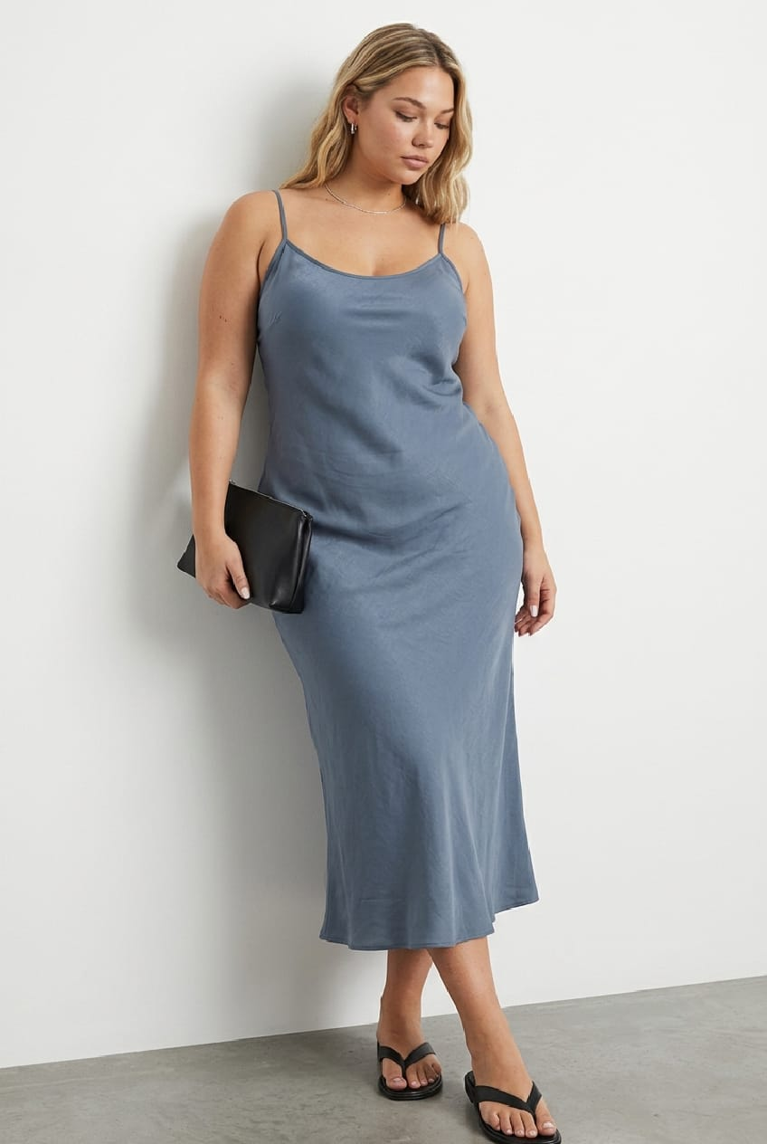Grey Slip Dress Sleeveless Maxi for YouandAll Fashion