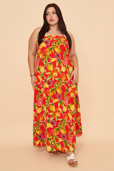 red strapless plus size dress Red Abstract Maxi Dress Strapless