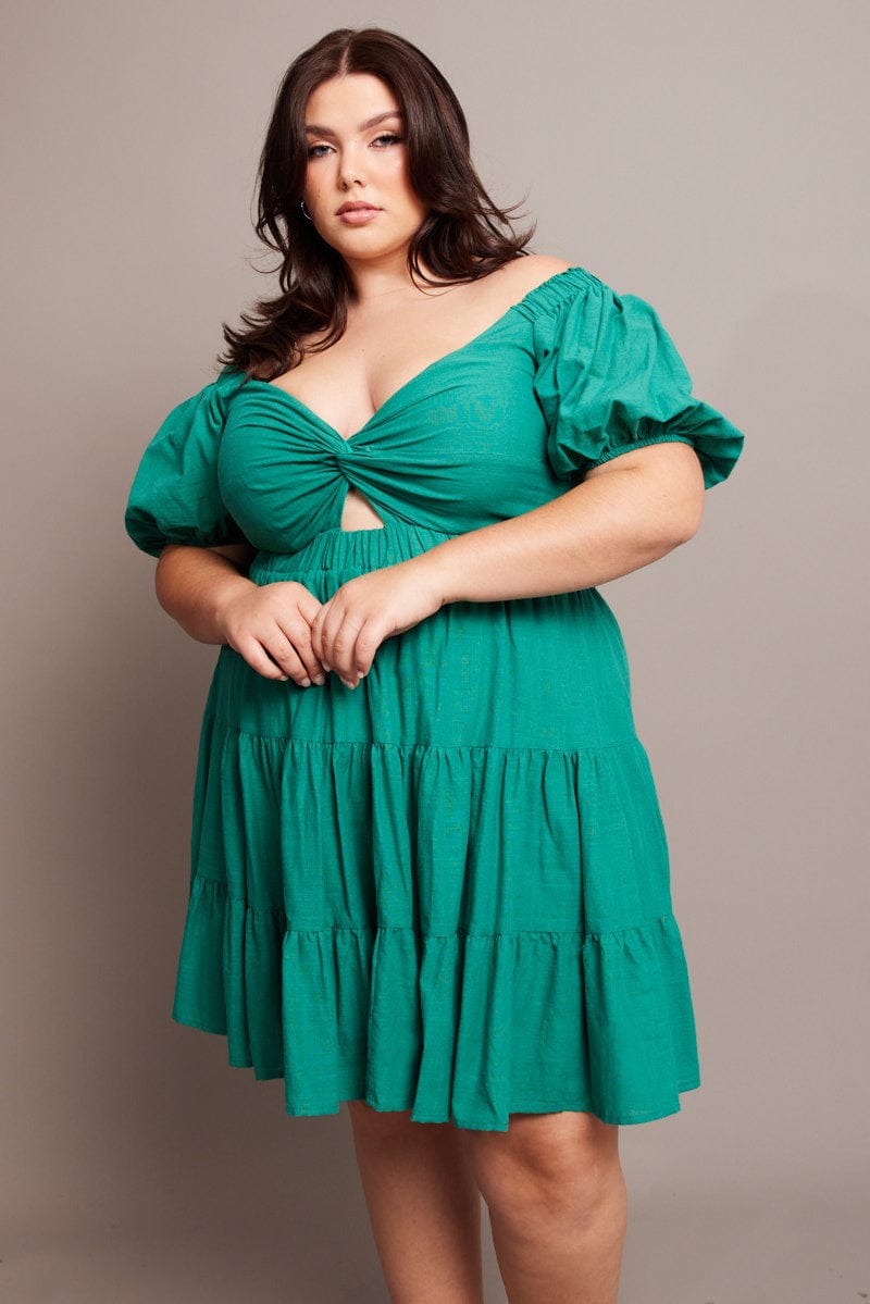Green Cut Out Twist Mini Dress | You & All Green Cut Out Twist Mini Dress | You & All