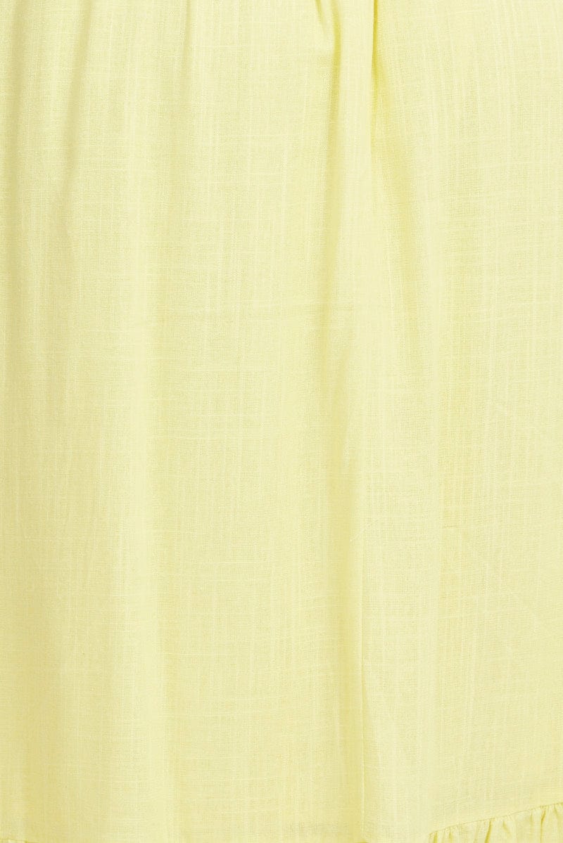 Yellow Midi Dress Short Sleeve Ruched Bust for YouandAll Fashion