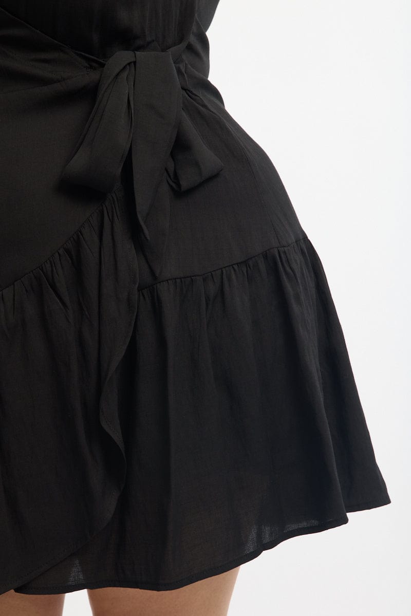 Black Wrap Frill Hem Dress for YouandAll Fashion
