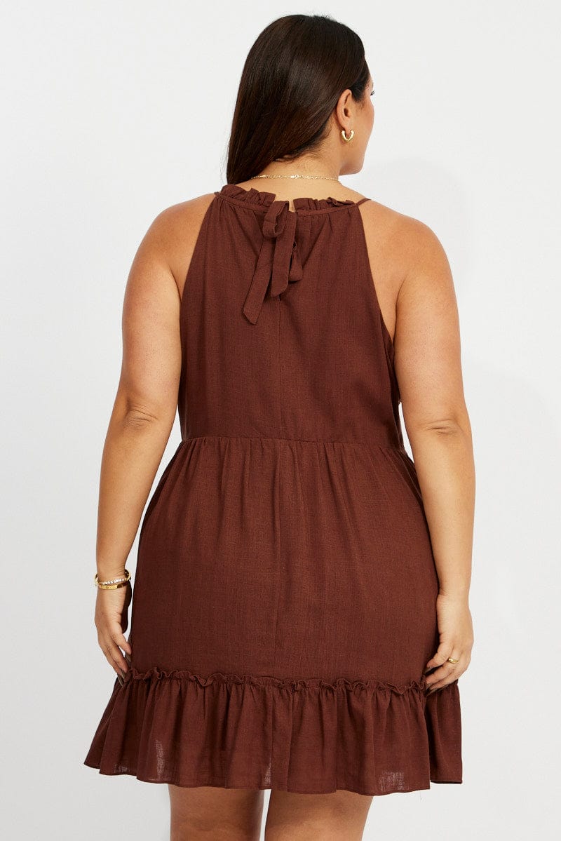 Brown Strappy Mini Dress for YouandAll Fashion