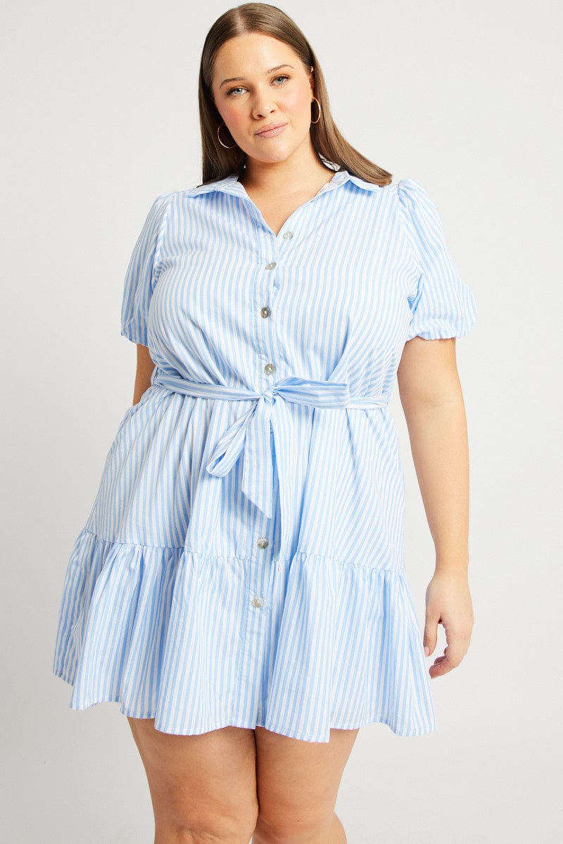 Blue Stripe Shirt Dress for YouandAll Fashion