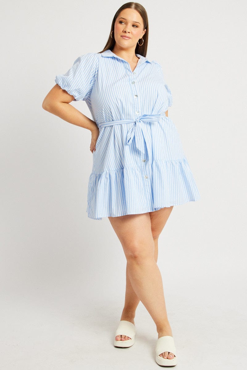 Blue Stripe Shirt Dress for YouandAll Fashion