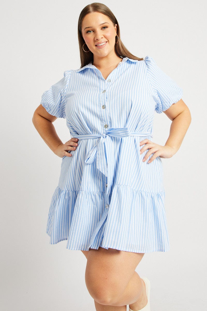 Blue Stripe Shirt Dress for YouandAll Fashion