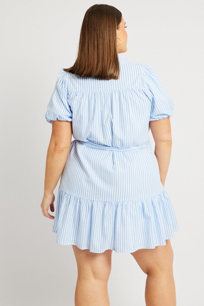 Blue Stripe Shirt Dress for YouandAll Fashion