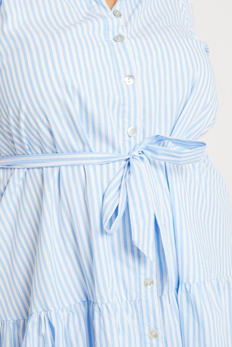 Blue Stripe Shirt Dress