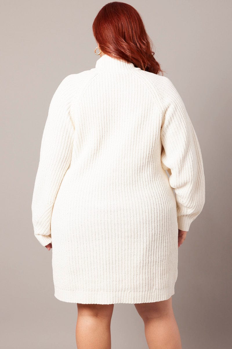 White Chenille Sweater Minidress for YouandAll Fashion
