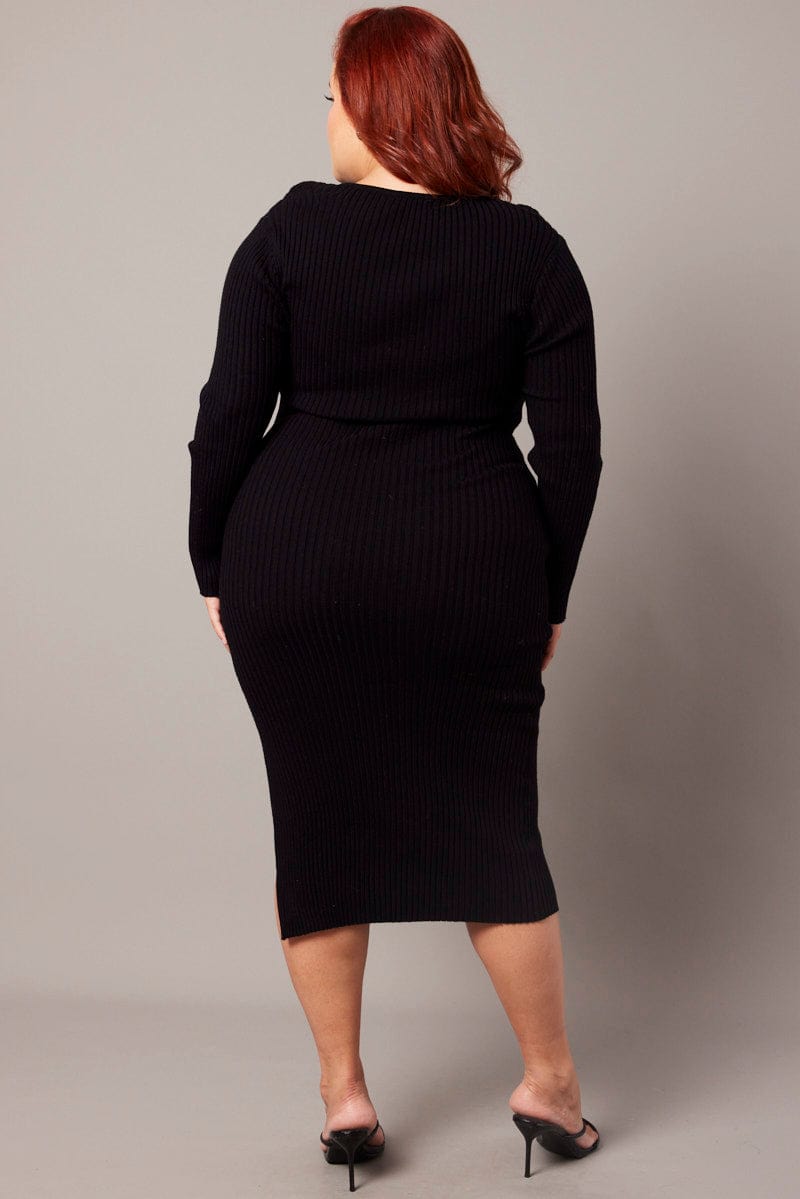 Black Peephole Knit Dress for YouandAll Fashion