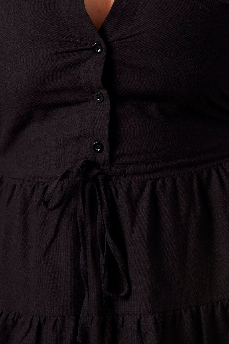 Black Button Through Collared Shirtdress for YouandAll Fashion
