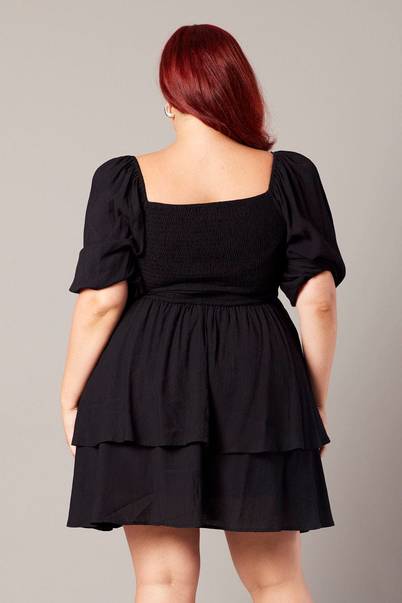 Black Button Detail Corset Mini Dress for YouandAll Fashion