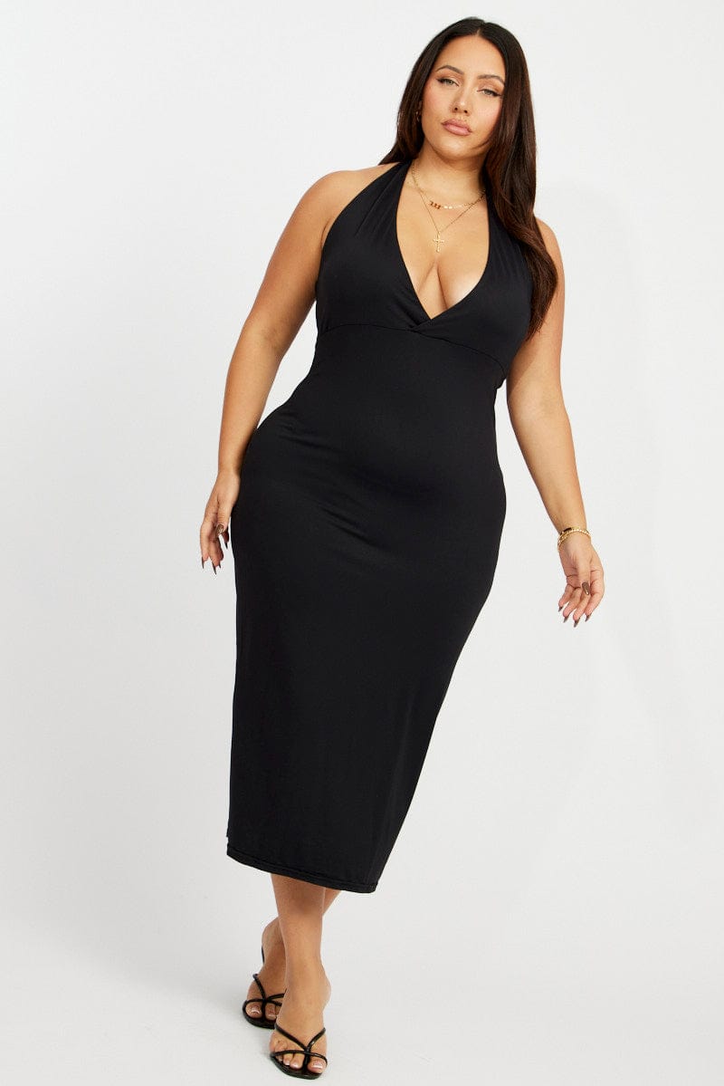 Black Halterneck Supersoft Bodycon Maxidress for YouandAll Fashion