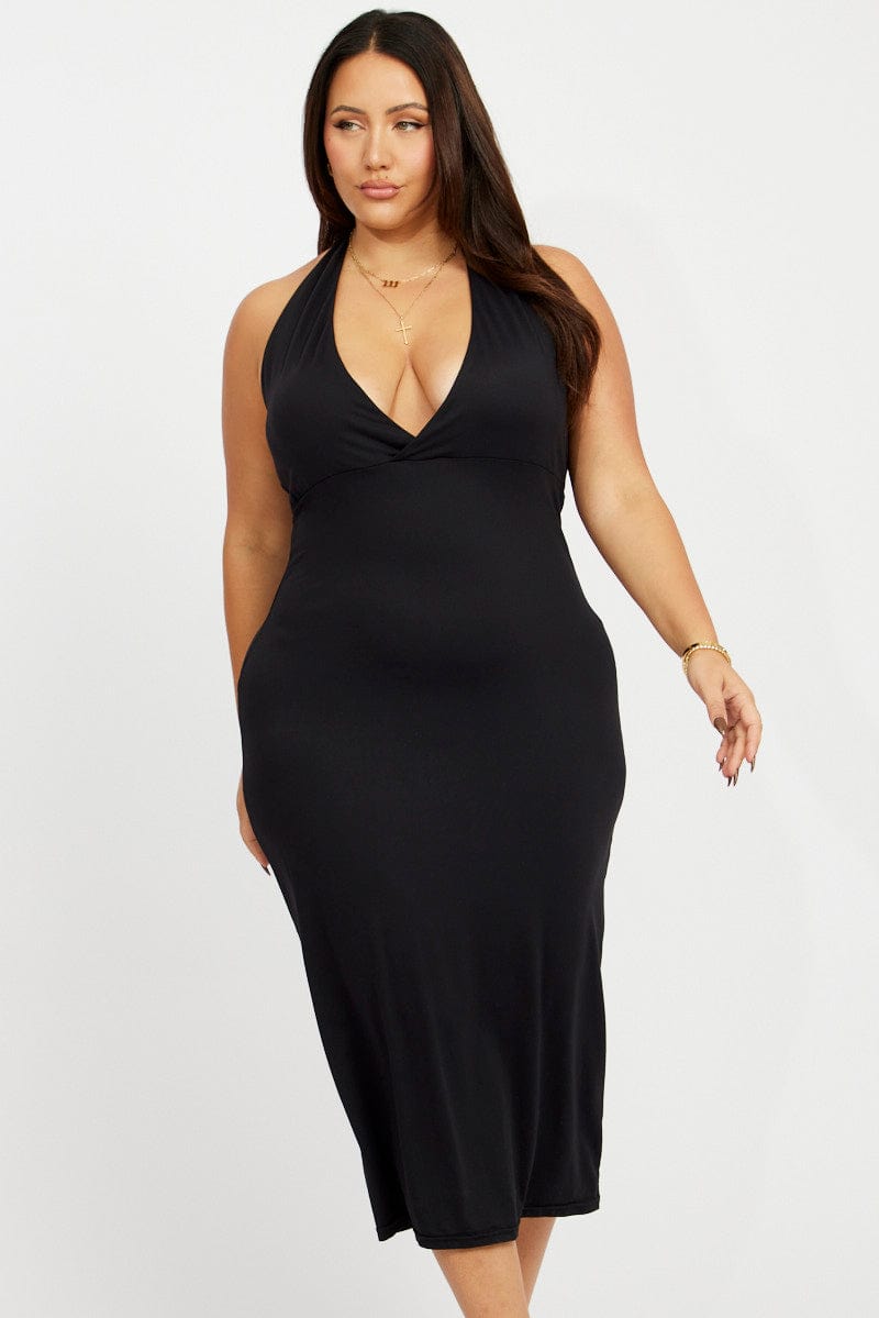 Black Halterneck Supersoft Bodycon Maxidress for YouandAll Fashion