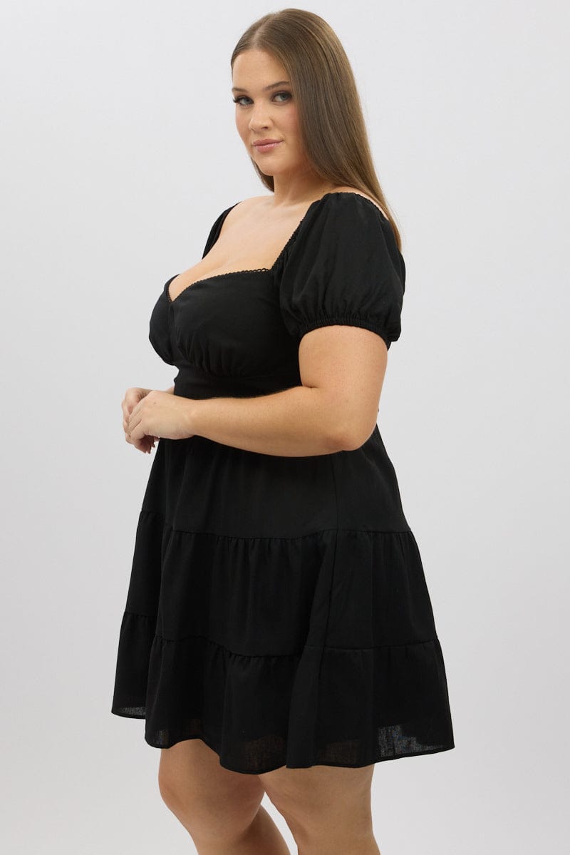 Black Lace Trim Milkmaid Corset Style Minidress | You & All Black Lace Trim Milkmaid Corset Style Minidress | You & All