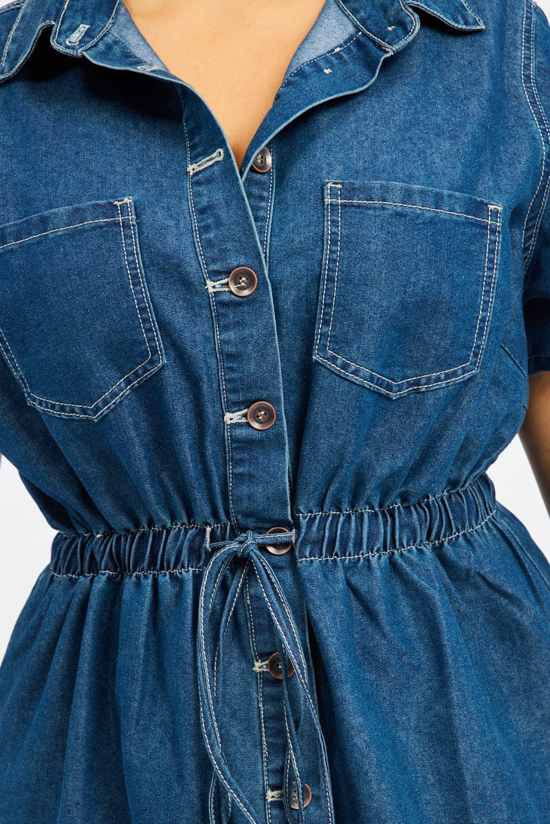 Denim Indigo Denim Look Shirtdress for YouandAll Fashion