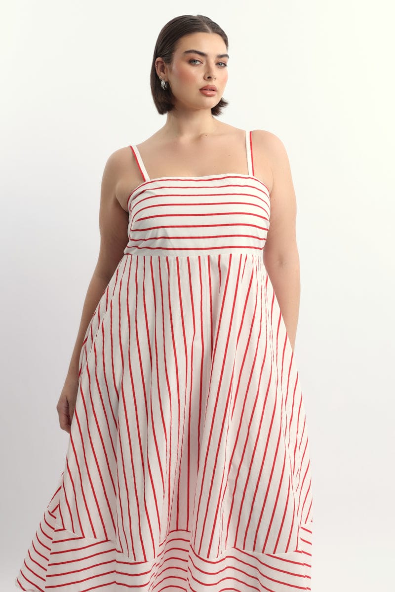 Red Stripe Maxi Dress Sleeveless | You & All Red Stripe Maxi Dress Sleeveless | You & All