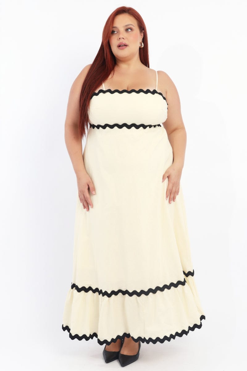Beige Maxi Dress Sleeveless Ric Rack | You & All