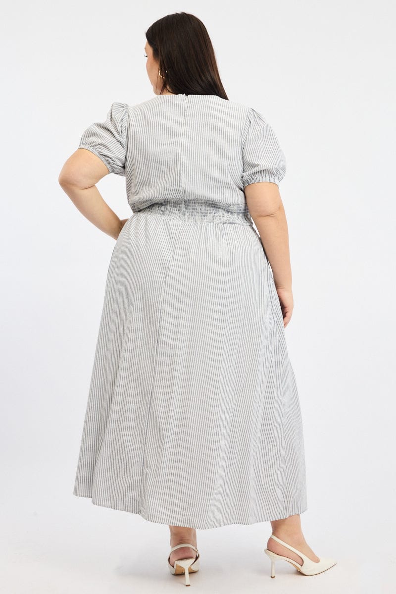 Black Stripe Maxi Dress Short Sleeve for YouandAll Fashion