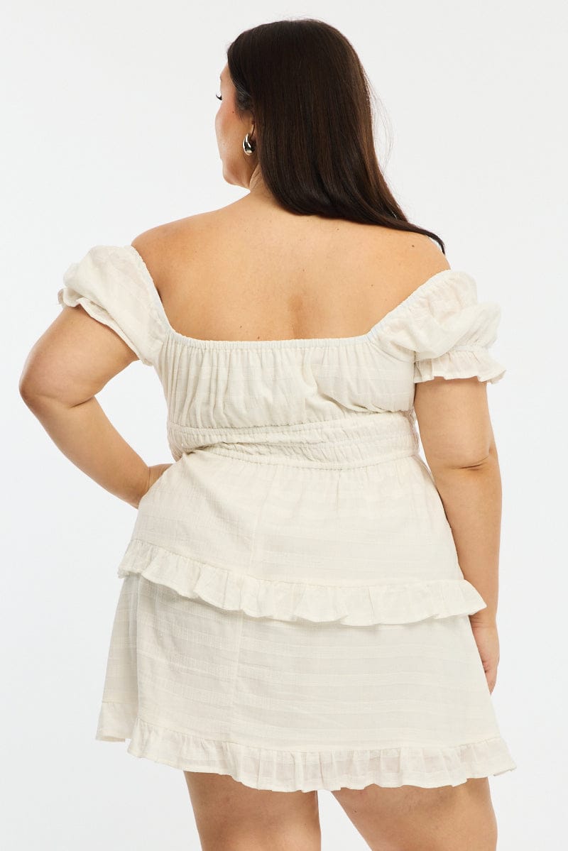 white short sleeve skater dress White Lace Dress - Backless Skater Dress - Cutout Skater Dress