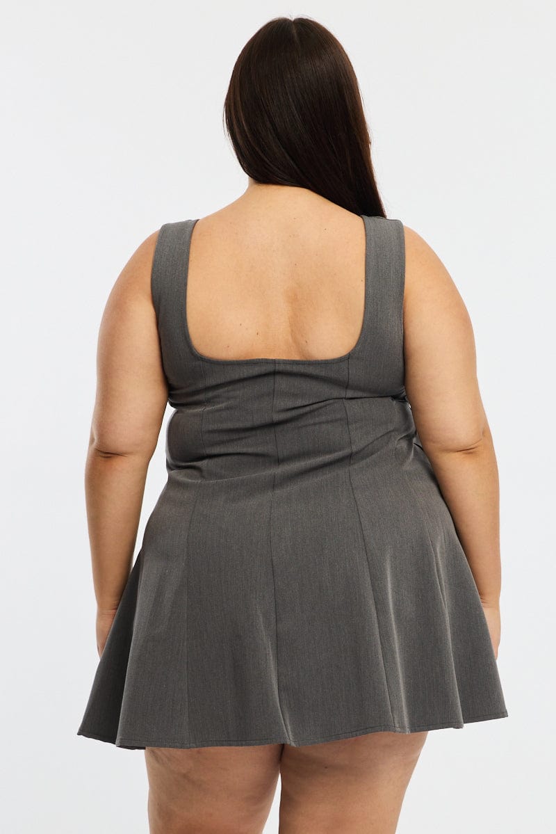 Grey Skater Dress Sleeveless for YouandAll Fashion