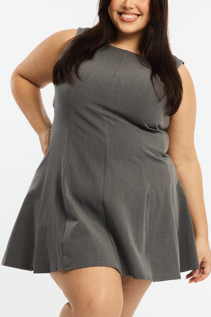 Grey Skater Dress Sleeveless for YouandAll Fashion