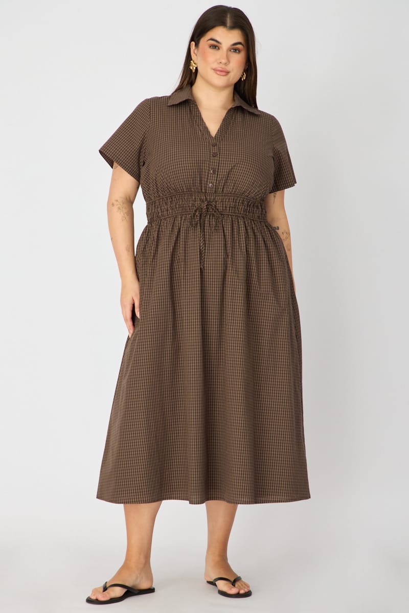 brown dress plus size Dresses for Women hugging silhouette with subtle sparkle throughout Vestido Midi Bandage Valentina -