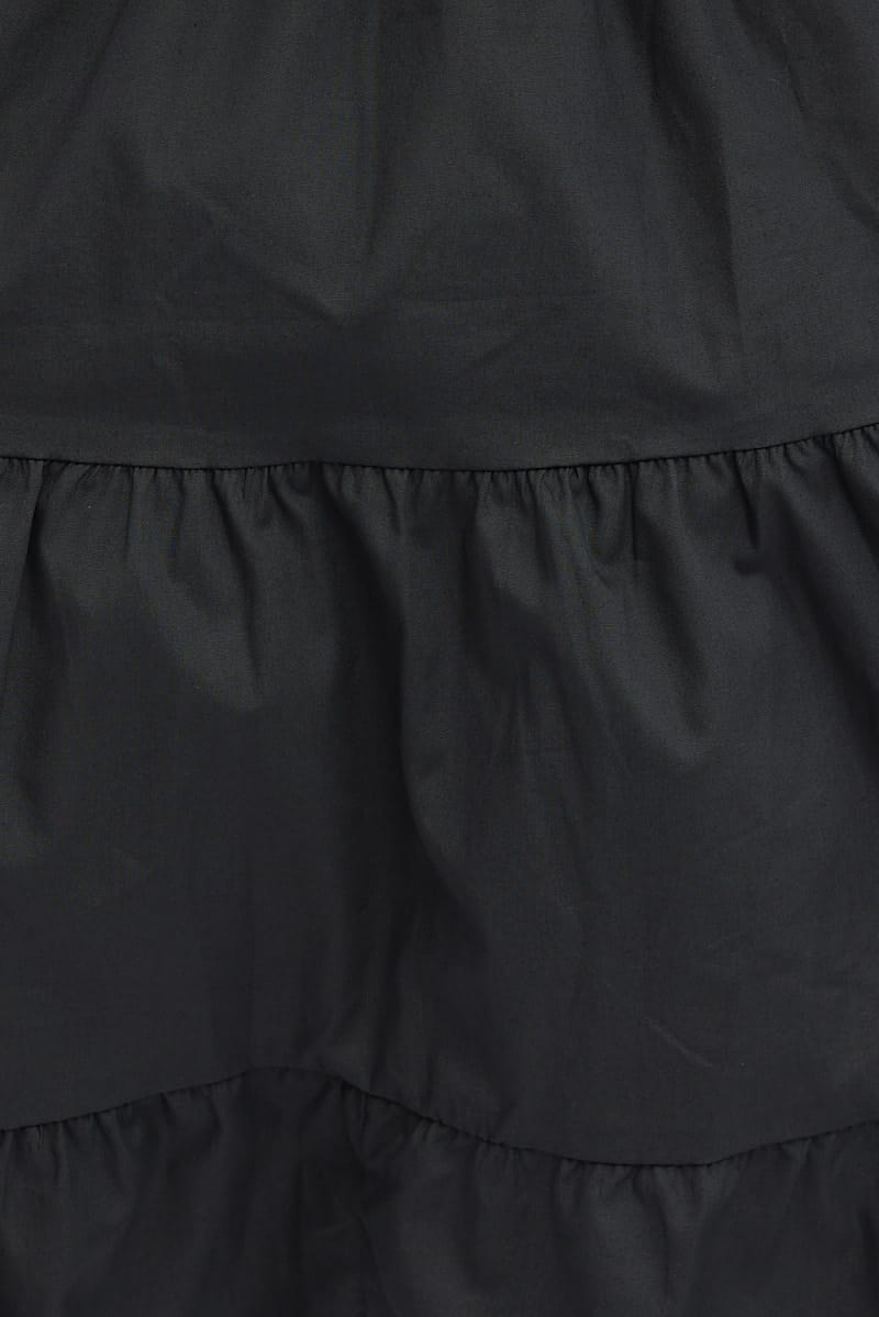 Black Fit And Flare Dress Short Sleeve Shirred for YouandAll Fashion