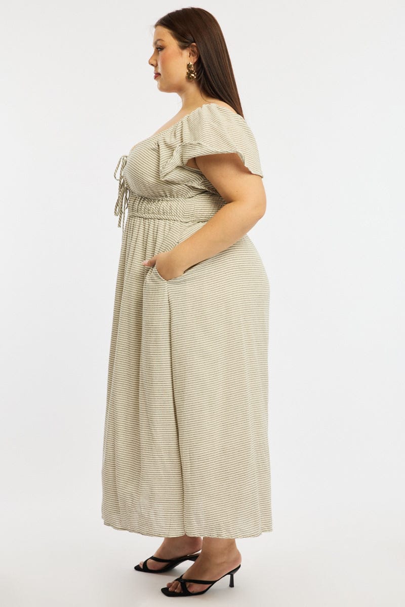 Black Stripe Maxi Dress Short Sleeve Tie Front for YouandAll Fashion