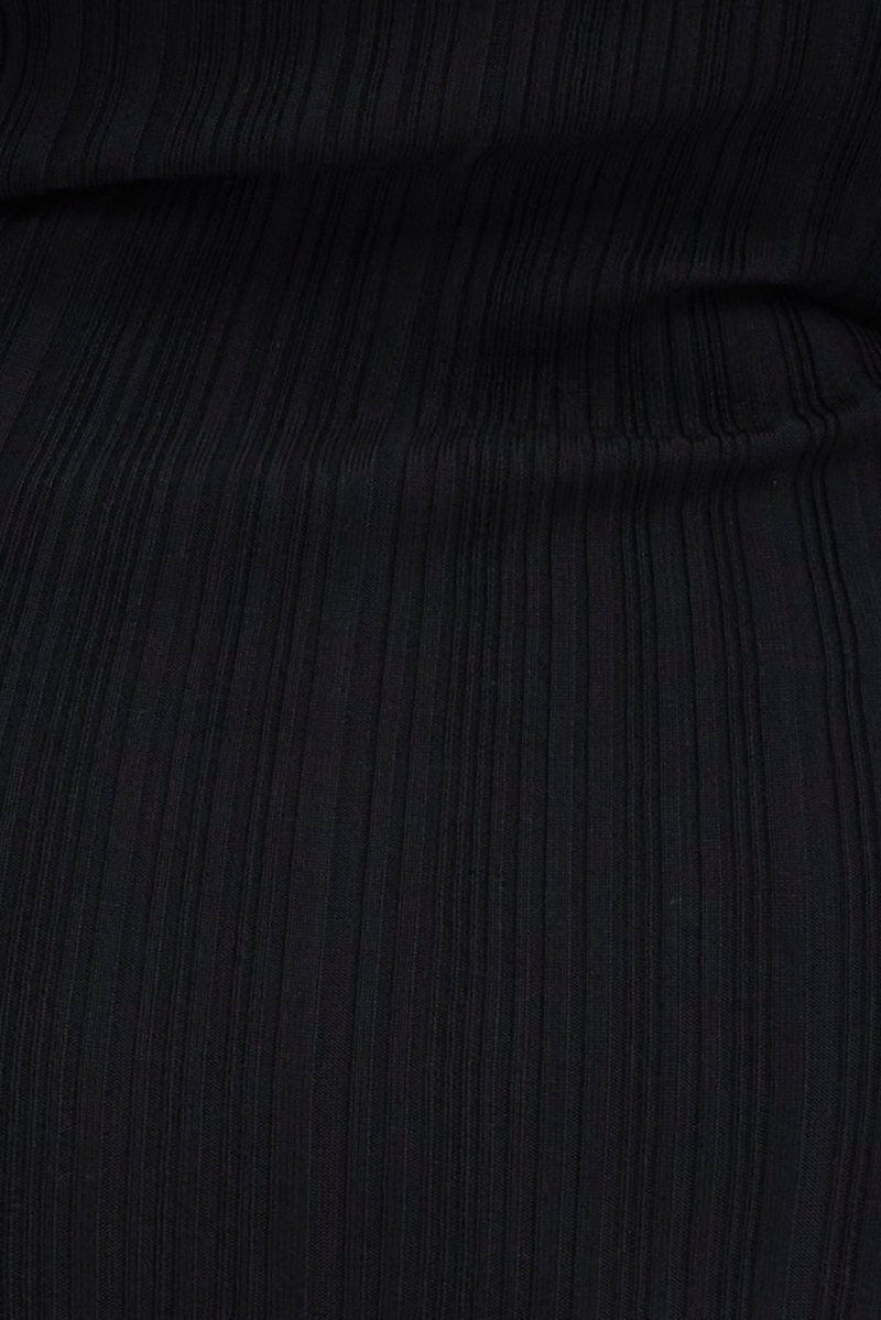 Black Knit Dress Midi Length High Neck Sleeveless for YouandAll Fashion