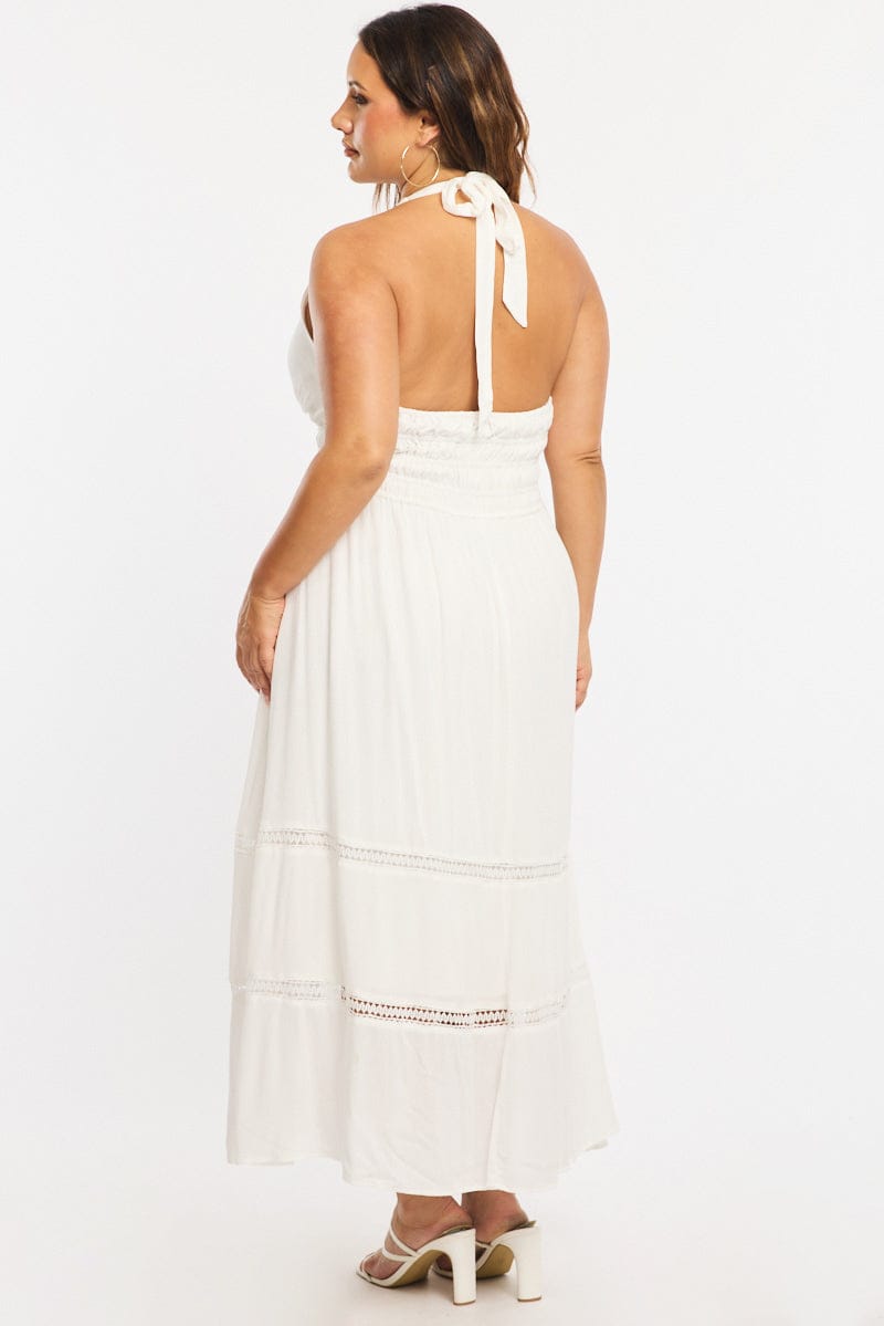 White Maxi Dress Sleeveless Halter Neck for YouandAll Fashion