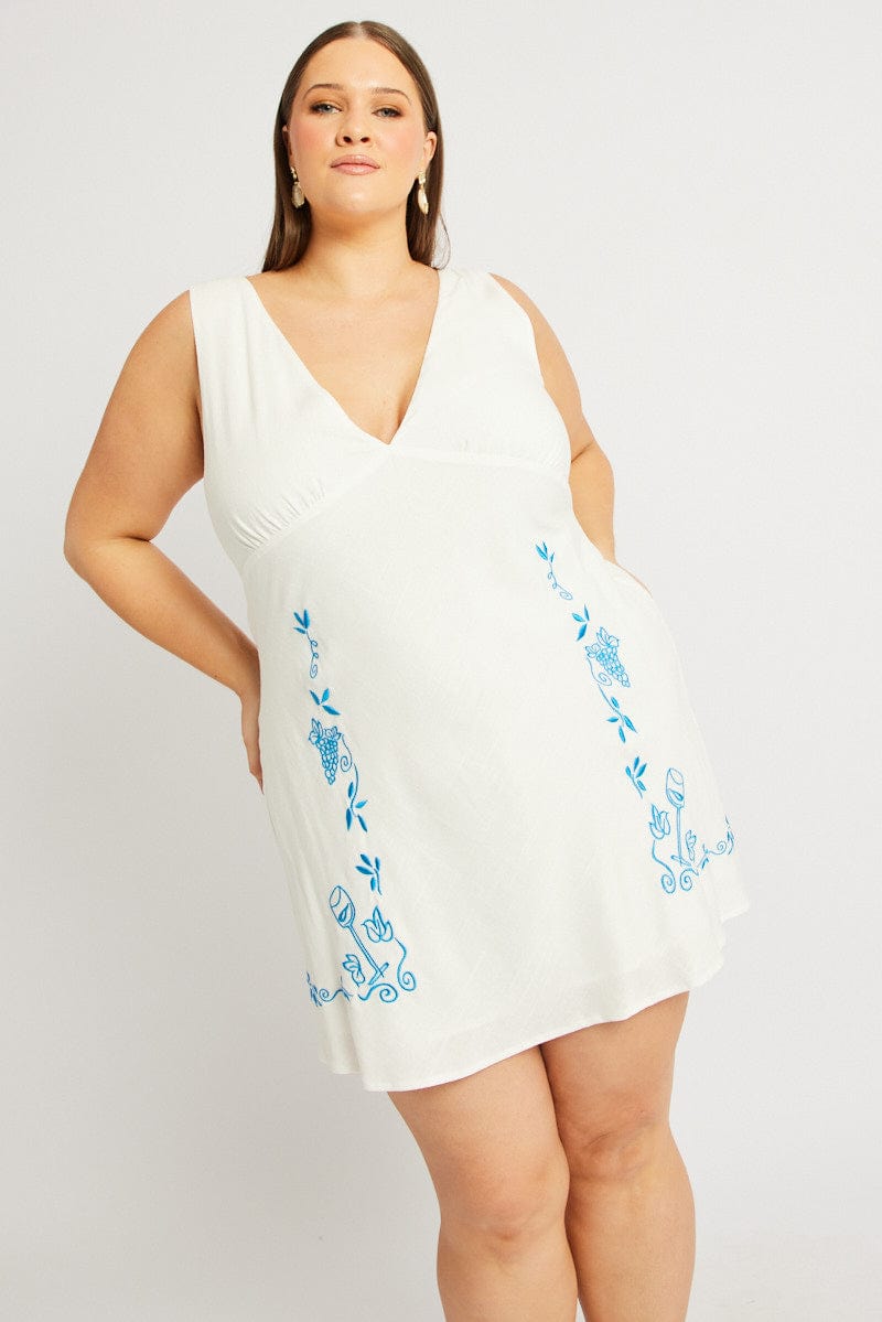 White Embroidered Mini Dress