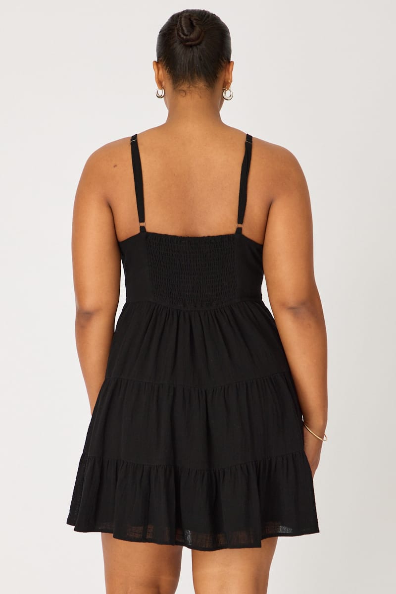 Black Tiered Skater Dress Sleeveless for YouandAll Fashion