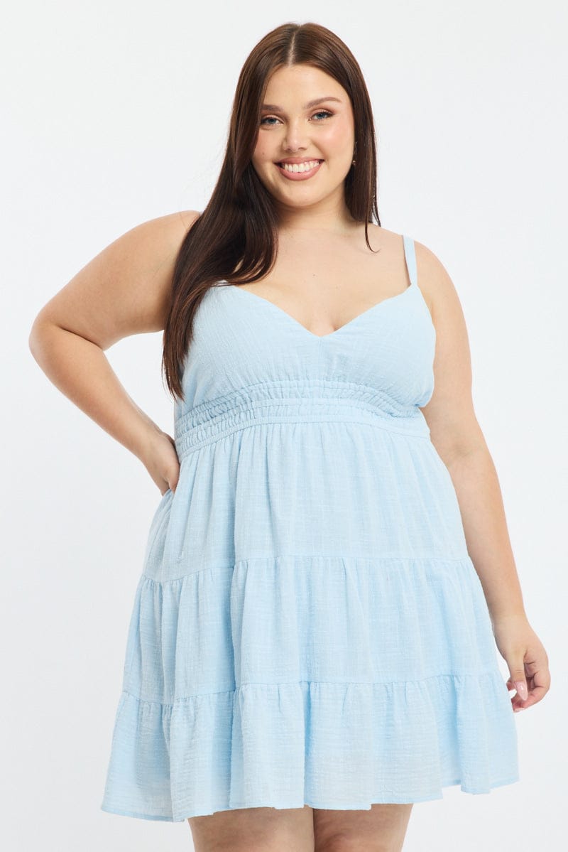 Blue Skater Dress Sleeveless for YouandAll Fashion