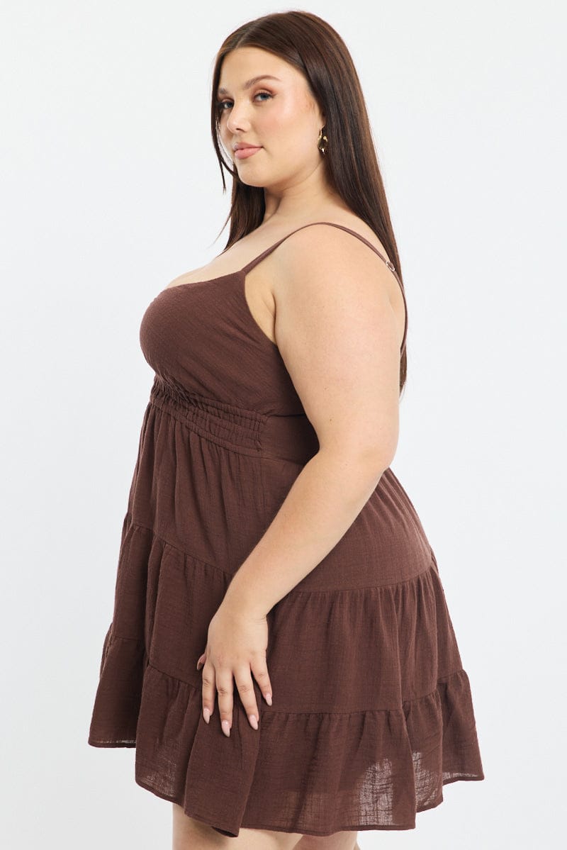 Brown Skater Dress Sleeveless for YouandAll Fashion