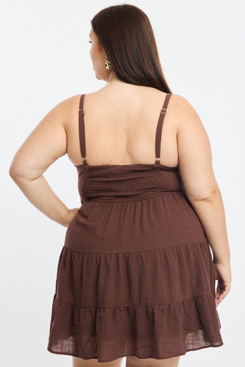 Brown Skater Dress Sleeveless for YouandAll Fashion