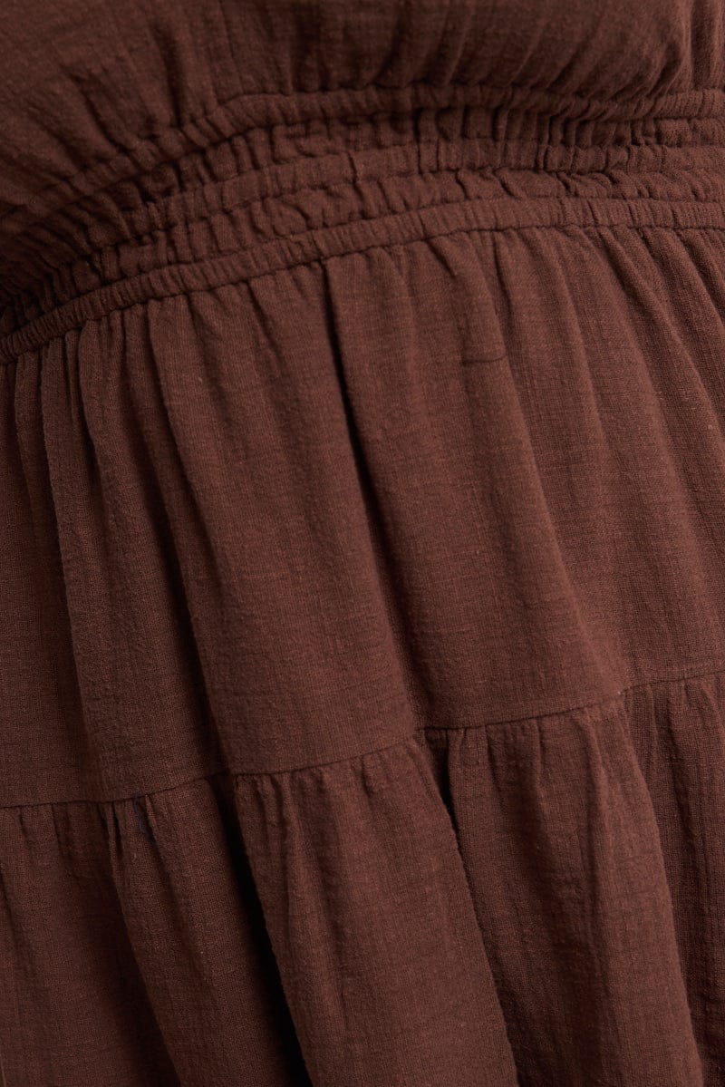 Brown Skater Dress Sleeveless for YouandAll Fashion