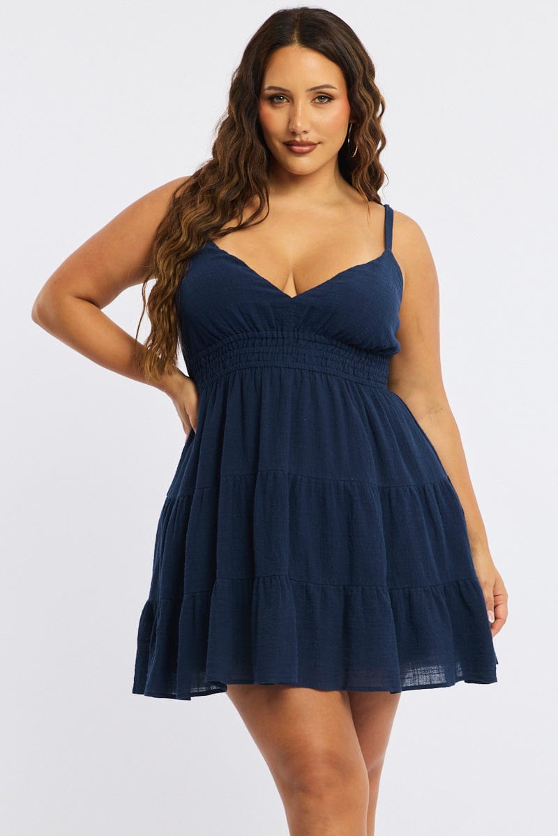 Blue Skater Dress Sleeveless for YouandAll Fashion