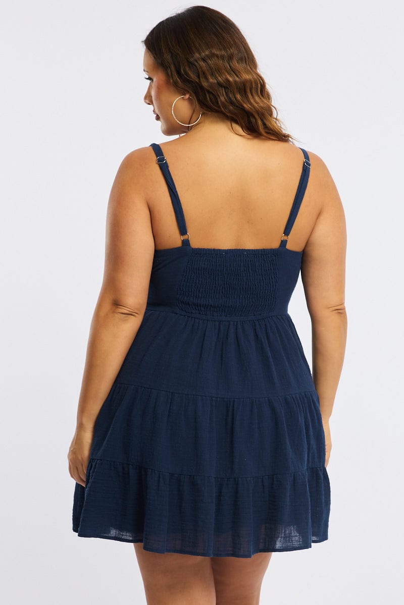 Blue Skater Dress Sleeveless for YouandAll Fashion