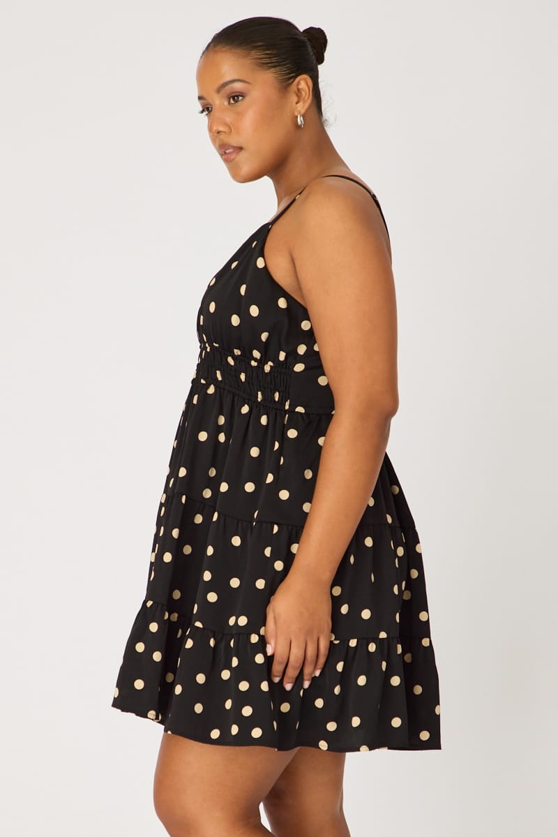 Black Polka Dot Skater Dress Sleeveless for YouandAll Fashion
