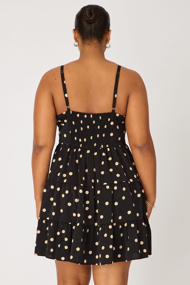 Black Polka Dot Skater Dress Sleeveless for YouandAll Fashion