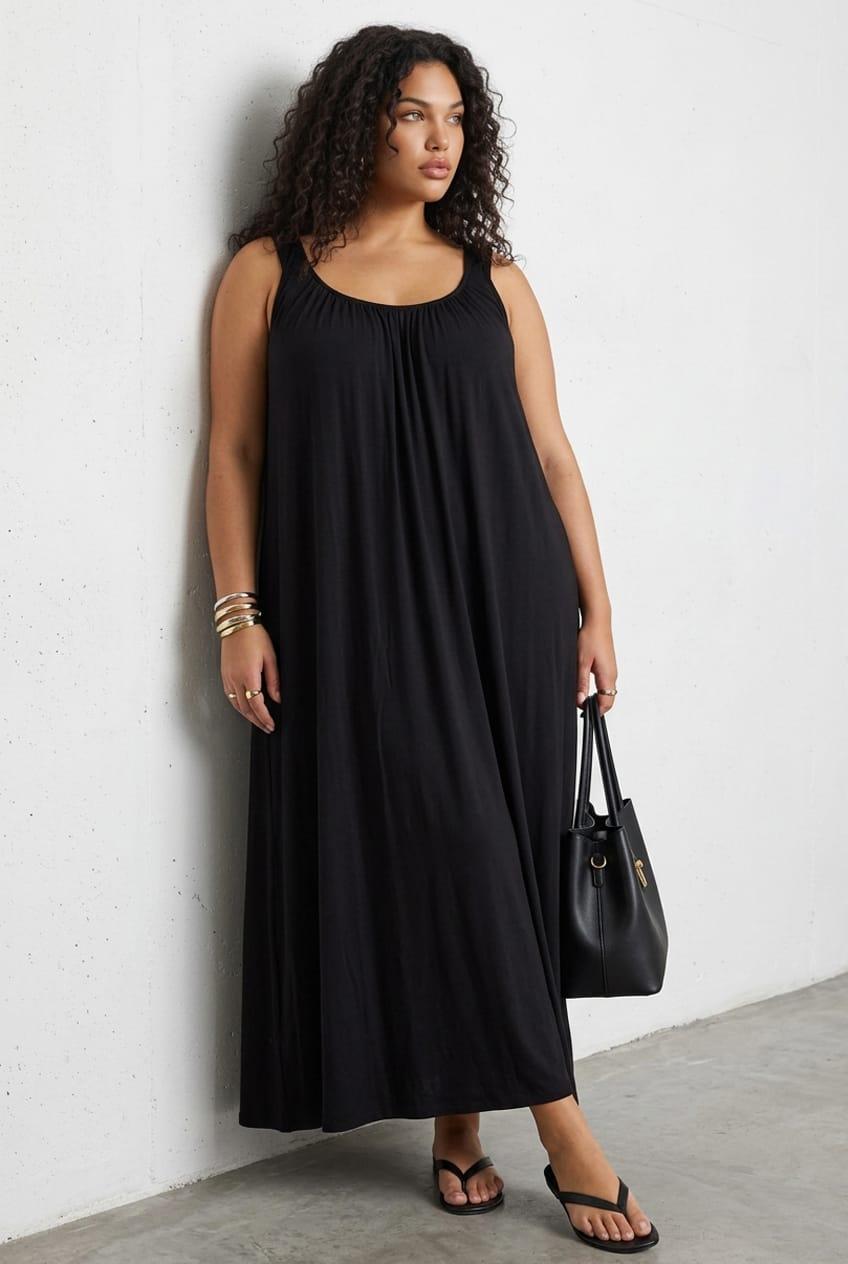 Black Maxi Dress Sleeveless for YouandAll Fashion