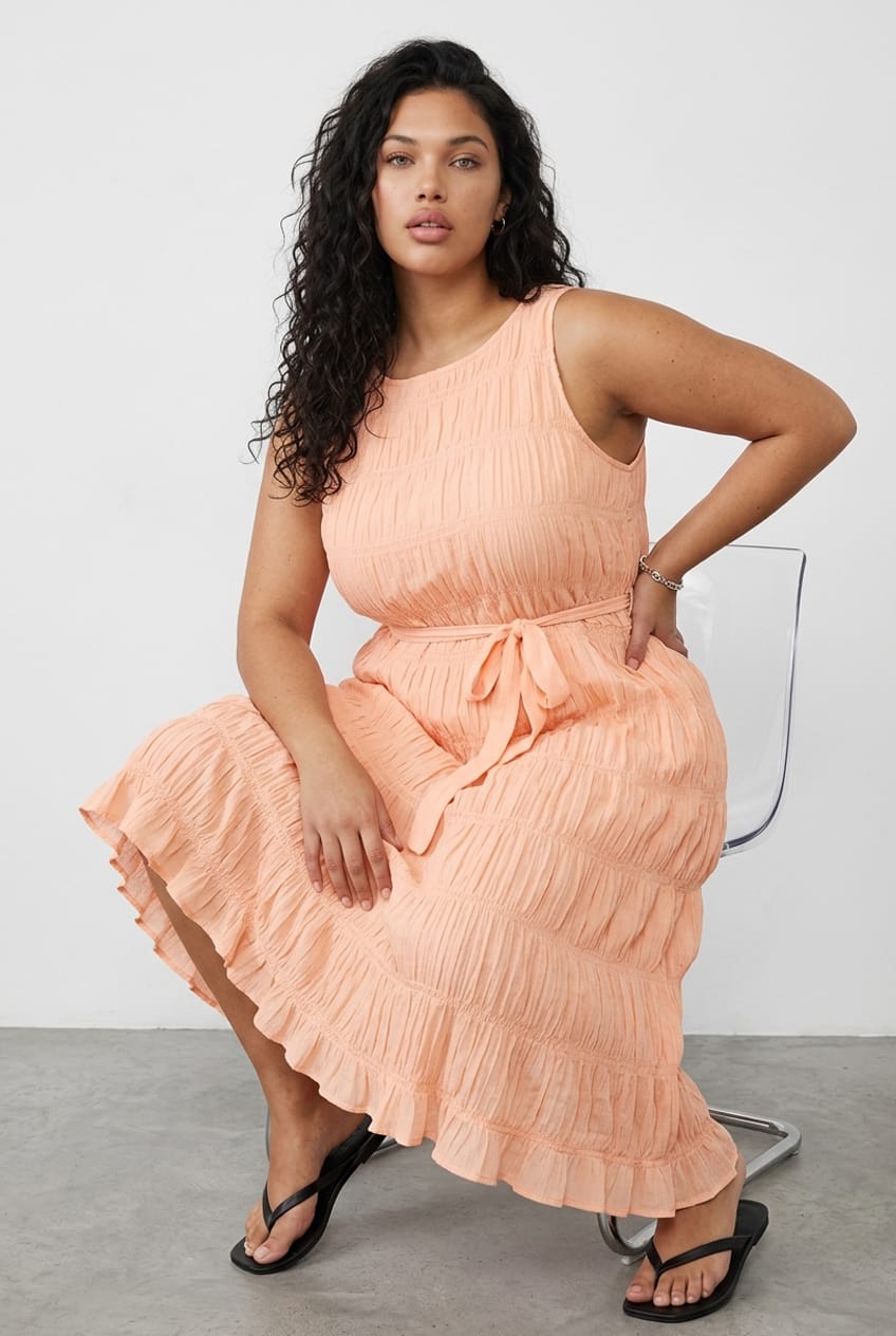 Pink Maxi Dress Sleeveless Textured