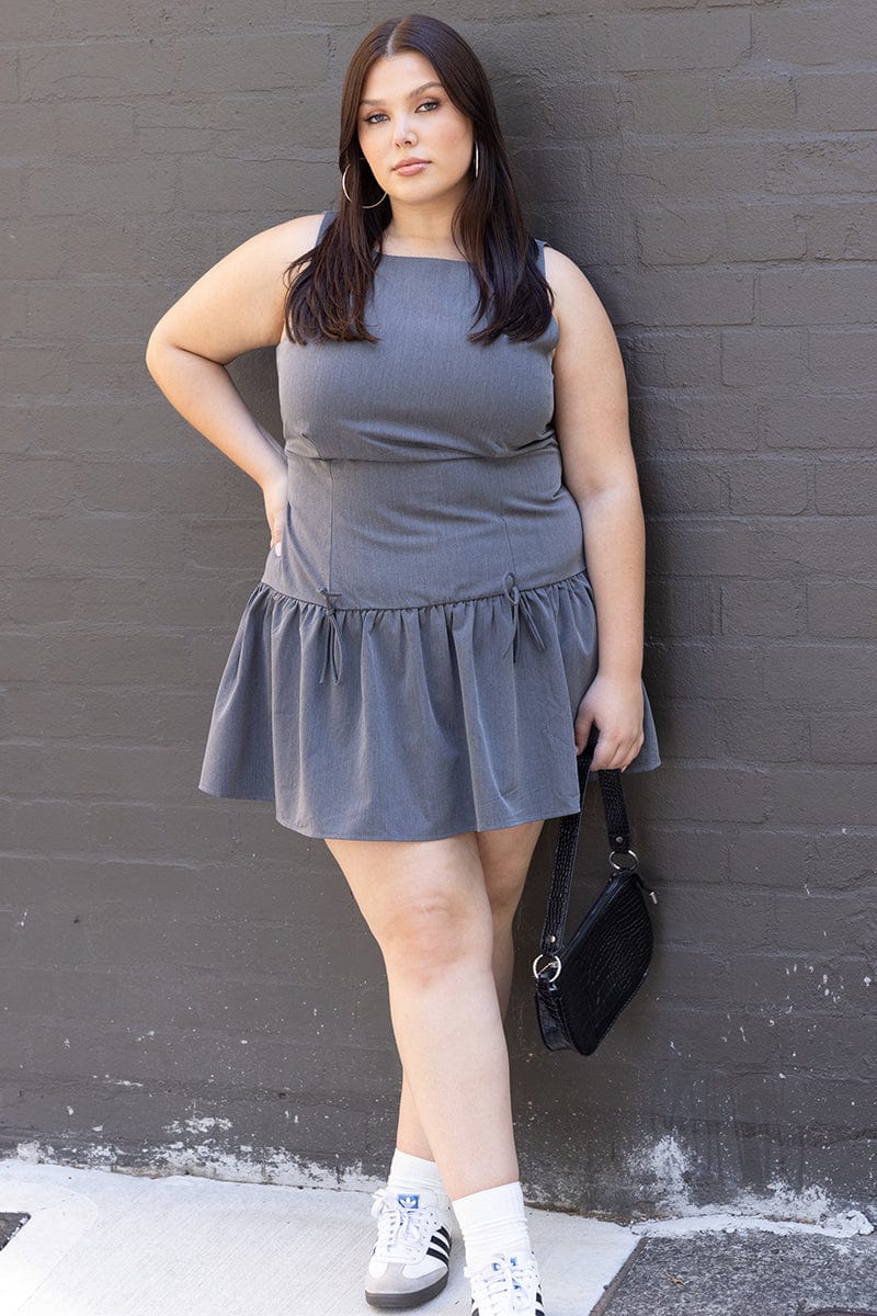Gray Drop Grey Drop Waist Mini Dress | You & All