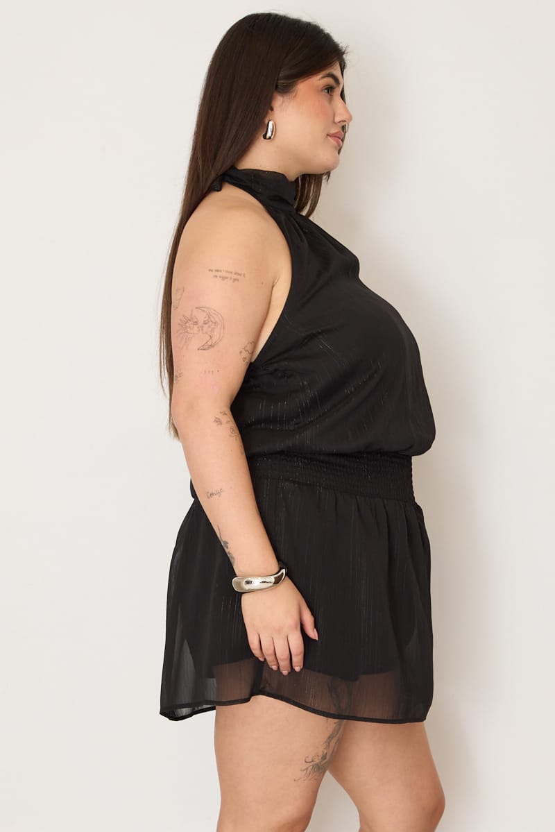 Black Halter Neck Dress Sleeveless Chiffon for YouandAll Fashion